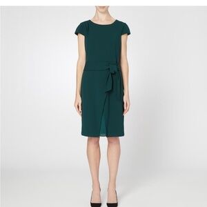 Joseph Ribkoff cap sleeve layered pencil skirt peekaboo pleated slit 10